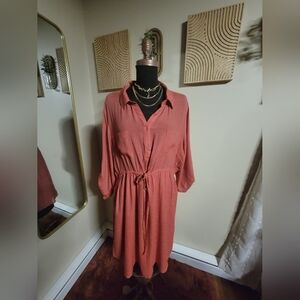 Elegant Coral Shirt Dress NWT